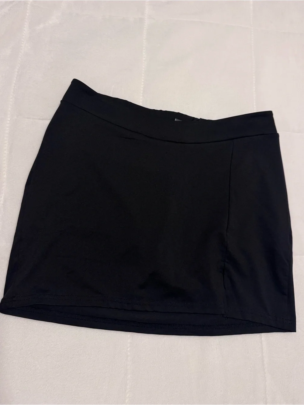 Black Mini Skort with Side Slit Detail
